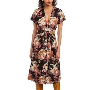 Current/Elliot The Retro Linen Bamboo Midi Dress NEW CONDITION